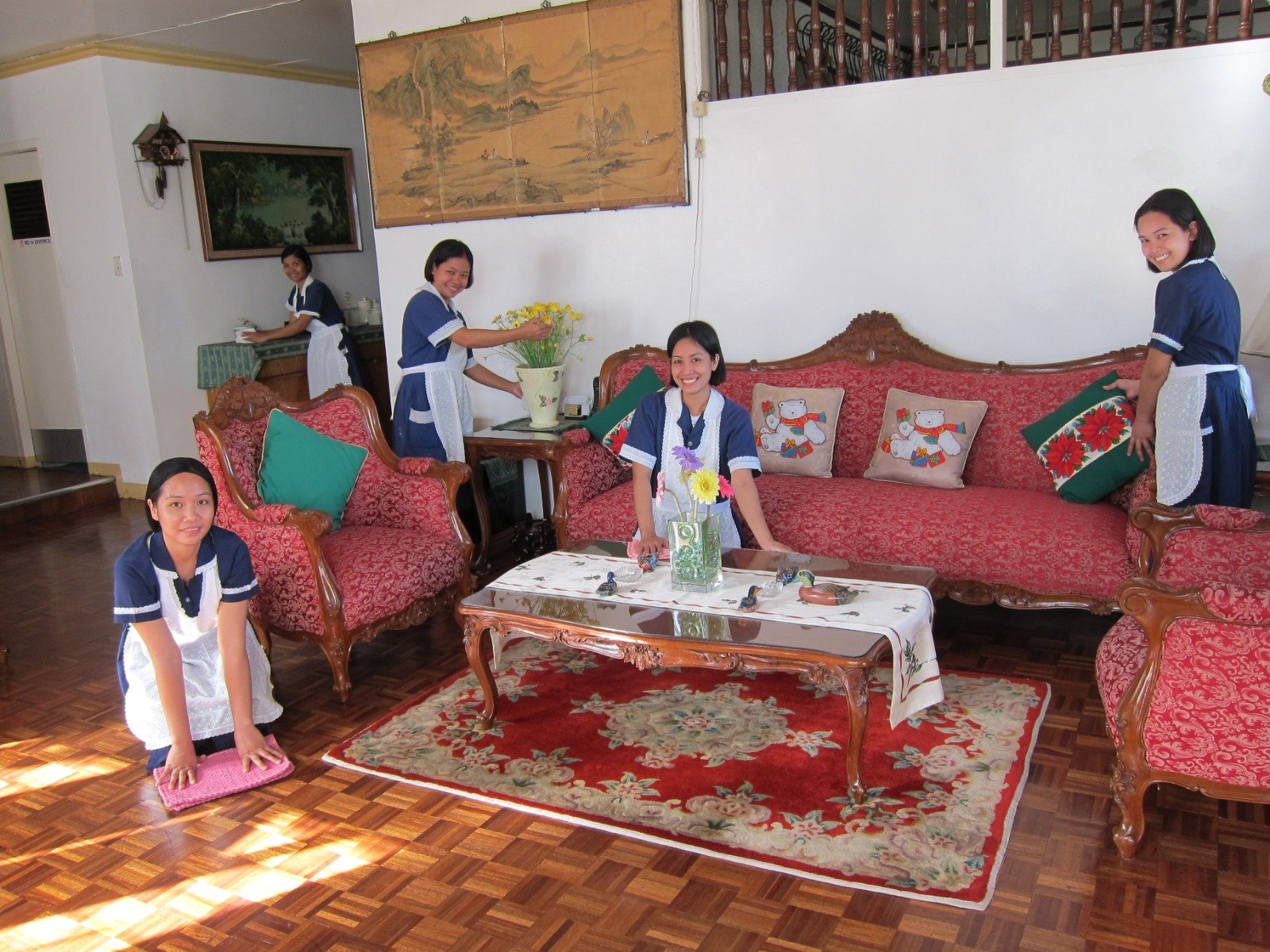 Indonesian domestic helpers training session - baby care and elderly care